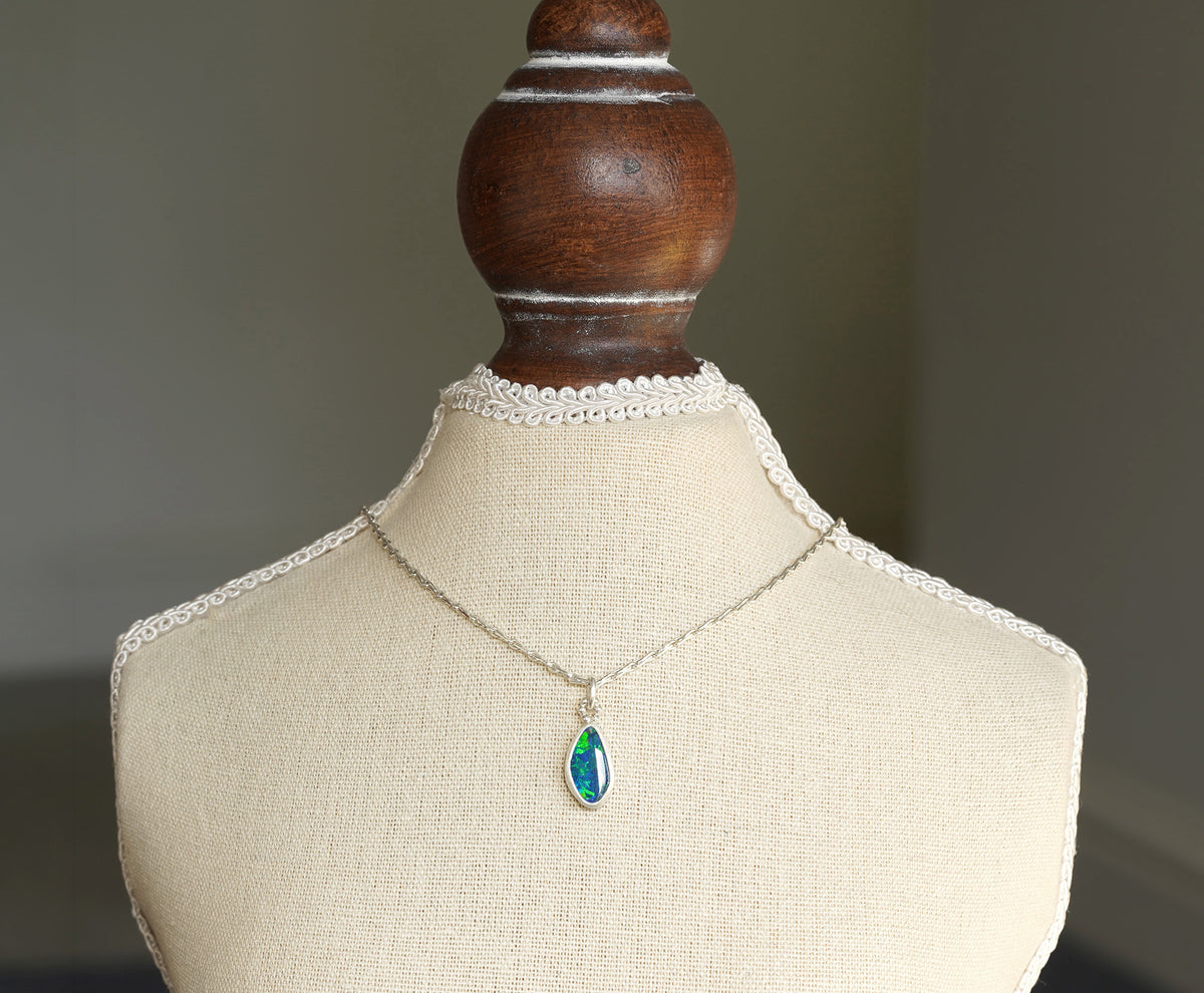 1.35ct Australian Opal Doublet Necklace in Sterling Silver