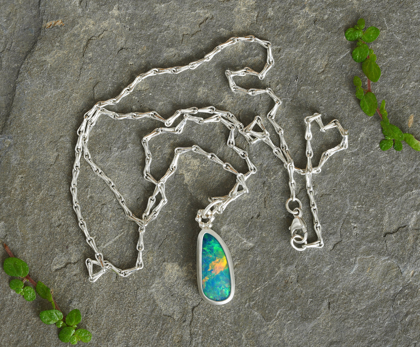 2.2ct Australian Opal Doublet Necklace in Sterling Silver