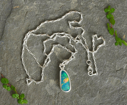 2.2ct Australian Opal Doublet Necklace in Sterling Silver