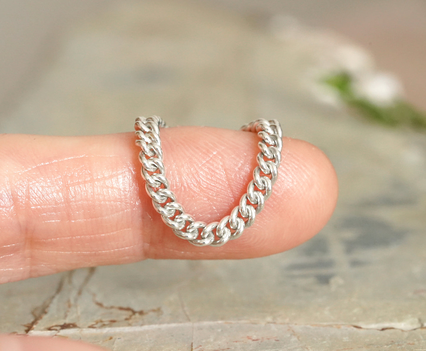 Curb Chain Ring in Sterling Silver