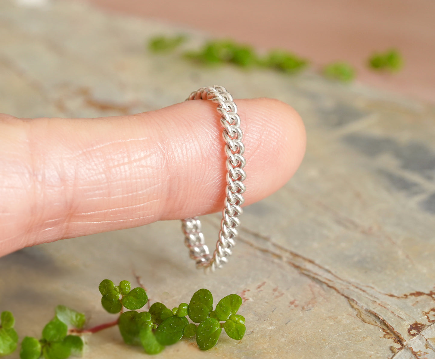 Curb Chain Ring in Sterling Silver