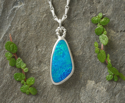 3ct Australian Opal Doublet Necklace in Sterling Silver