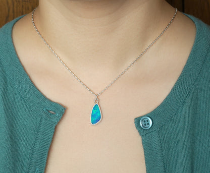 3ct Australian Opal Doublet Necklace in Sterling Silver