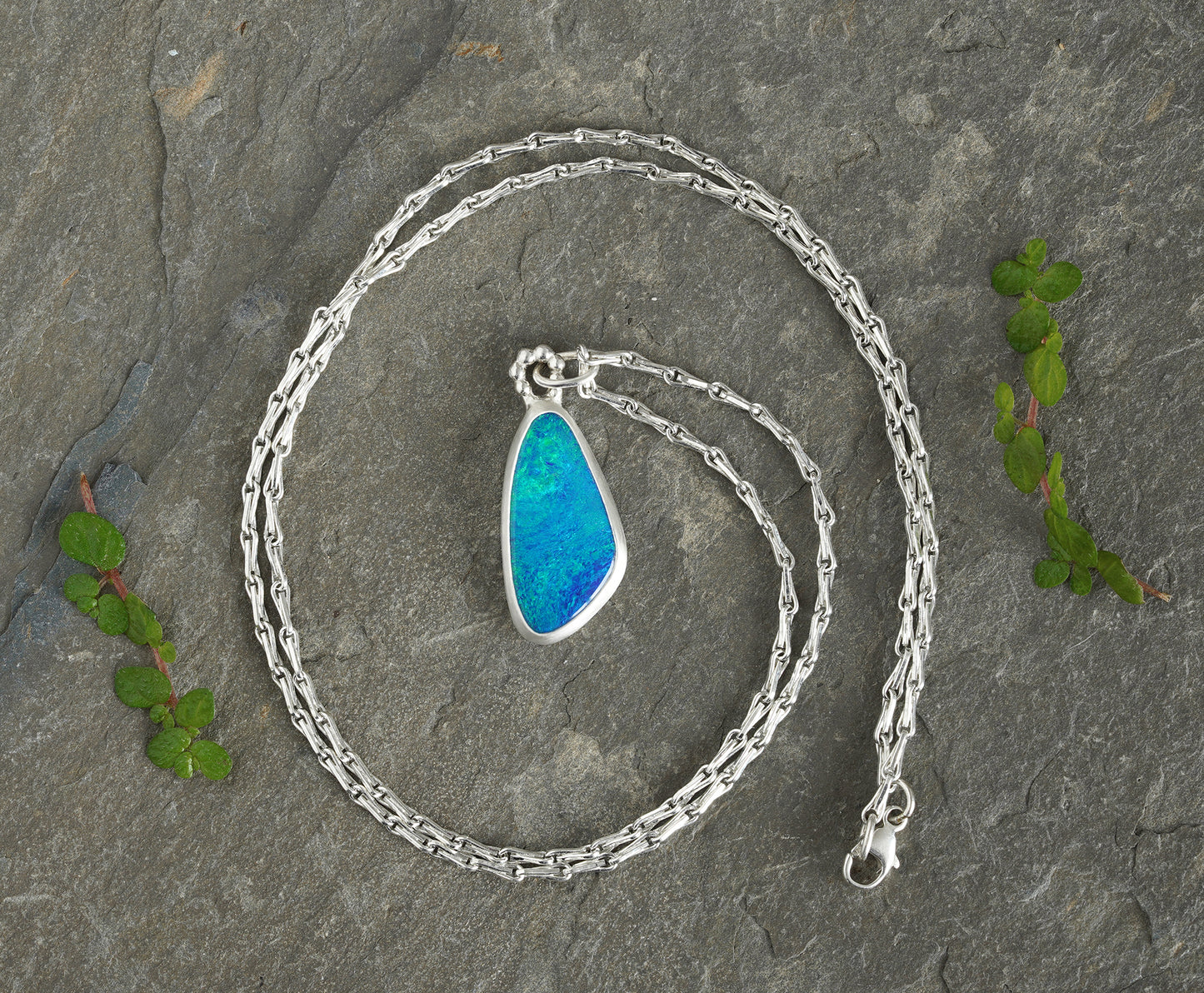 3ct Australian Opal Doublet Necklace in Sterling Silver