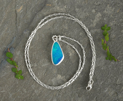 3ct Australian Opal Doublet Necklace in Sterling Silver