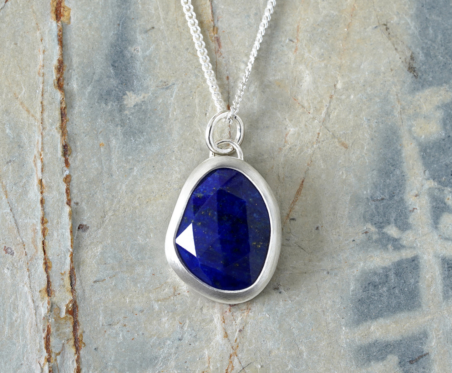 3ct Lapis Lazuli Necklace in Sterling Silver