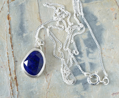 3ct Lapis Lazuli Necklace in Sterling Silver