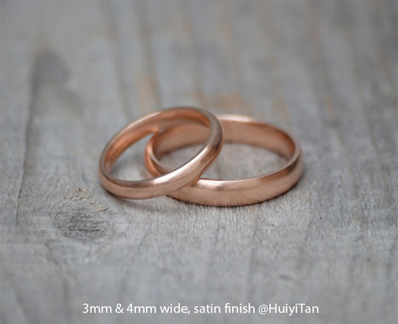 3mm, 4mm Rose Gold Wedding Band