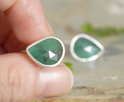 4.6ct Natural Emerald Cufflinks in Solid Sterling Silver