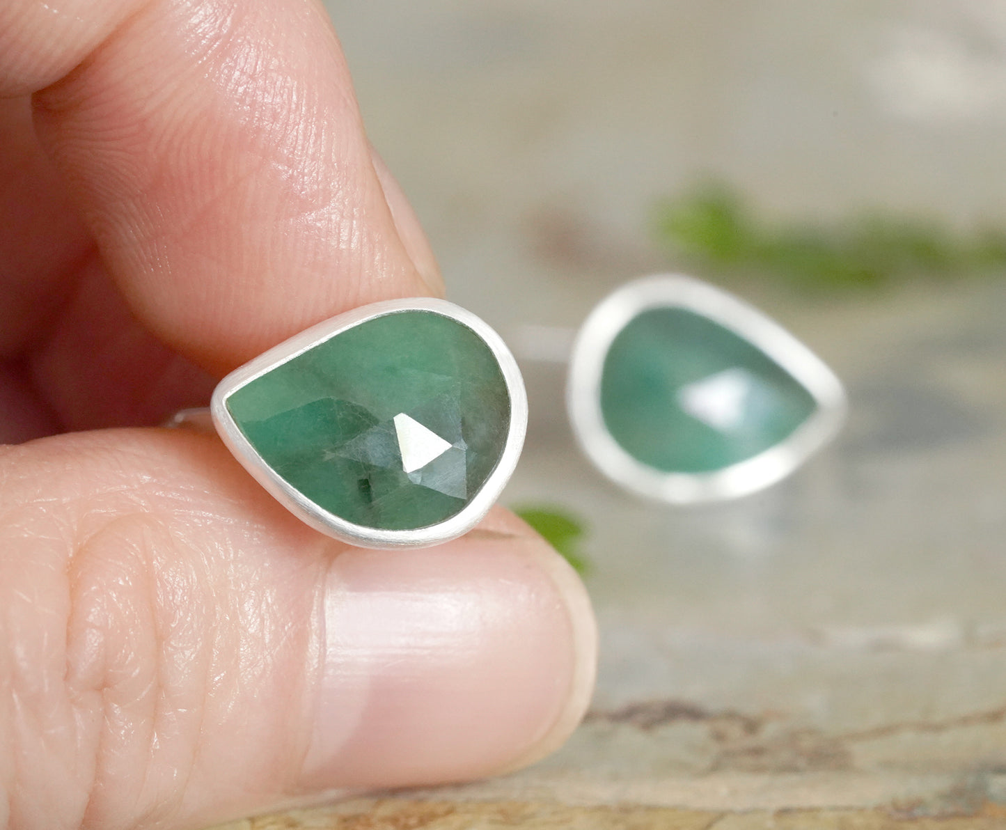 4.6ct Natural Emerald Cufflinks in Solid Sterling Silver