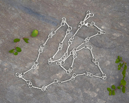 4mm Twisted Link Necklace in Sterling Silver, 19" Handmade Silver Chain Necklace