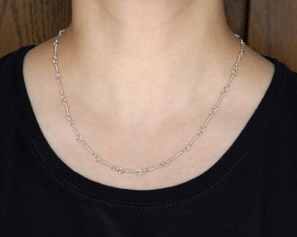 4mm Twisted Link Necklace in Sterling Silver, 19" Handmade Silver Chain Necklace