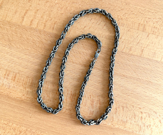 5mm Moscow Bit Chain Necklace in Oxidised Sterling Silver