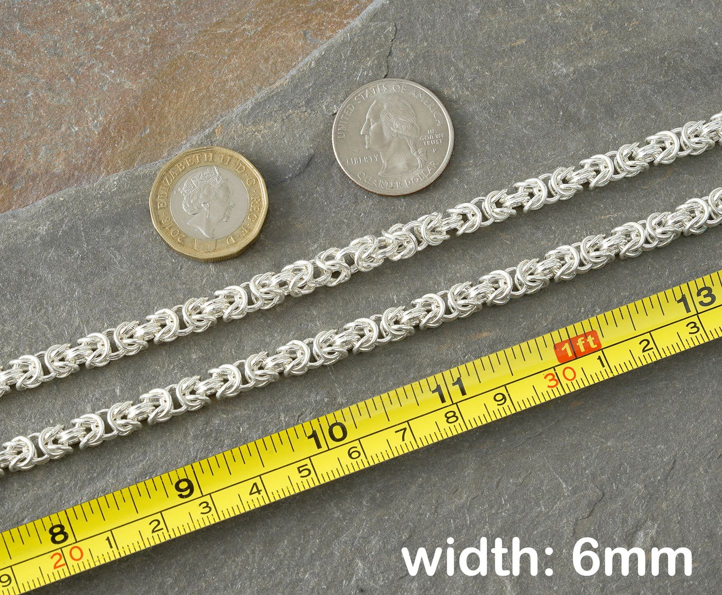 Chunky Byzantine Chain Necklace in Solid Sterling Silver 20 Inches Long