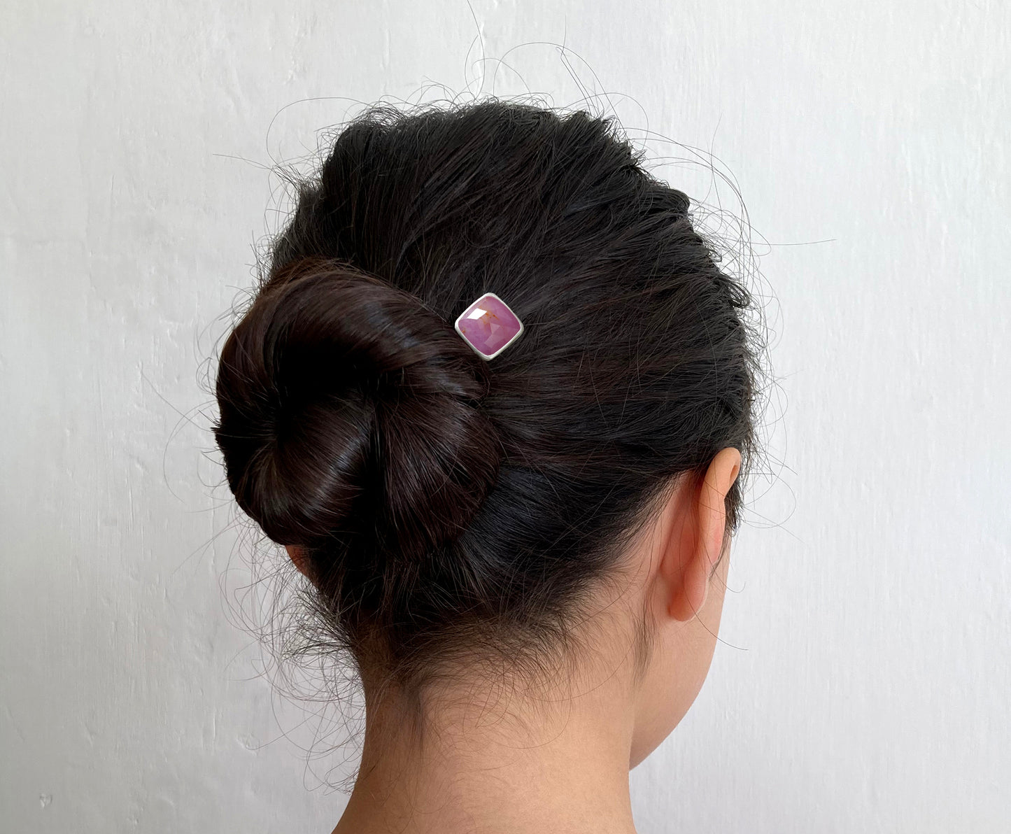 8.5ct Natural Pink Sapphire Hair Pin in Sterling Silver