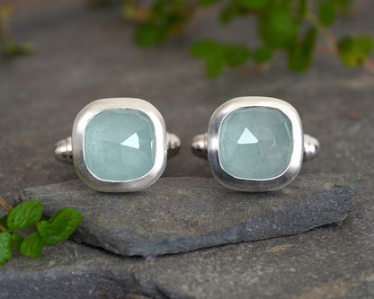 8.8ct Aquamarine Cufflinks in Solid Sterling Silver