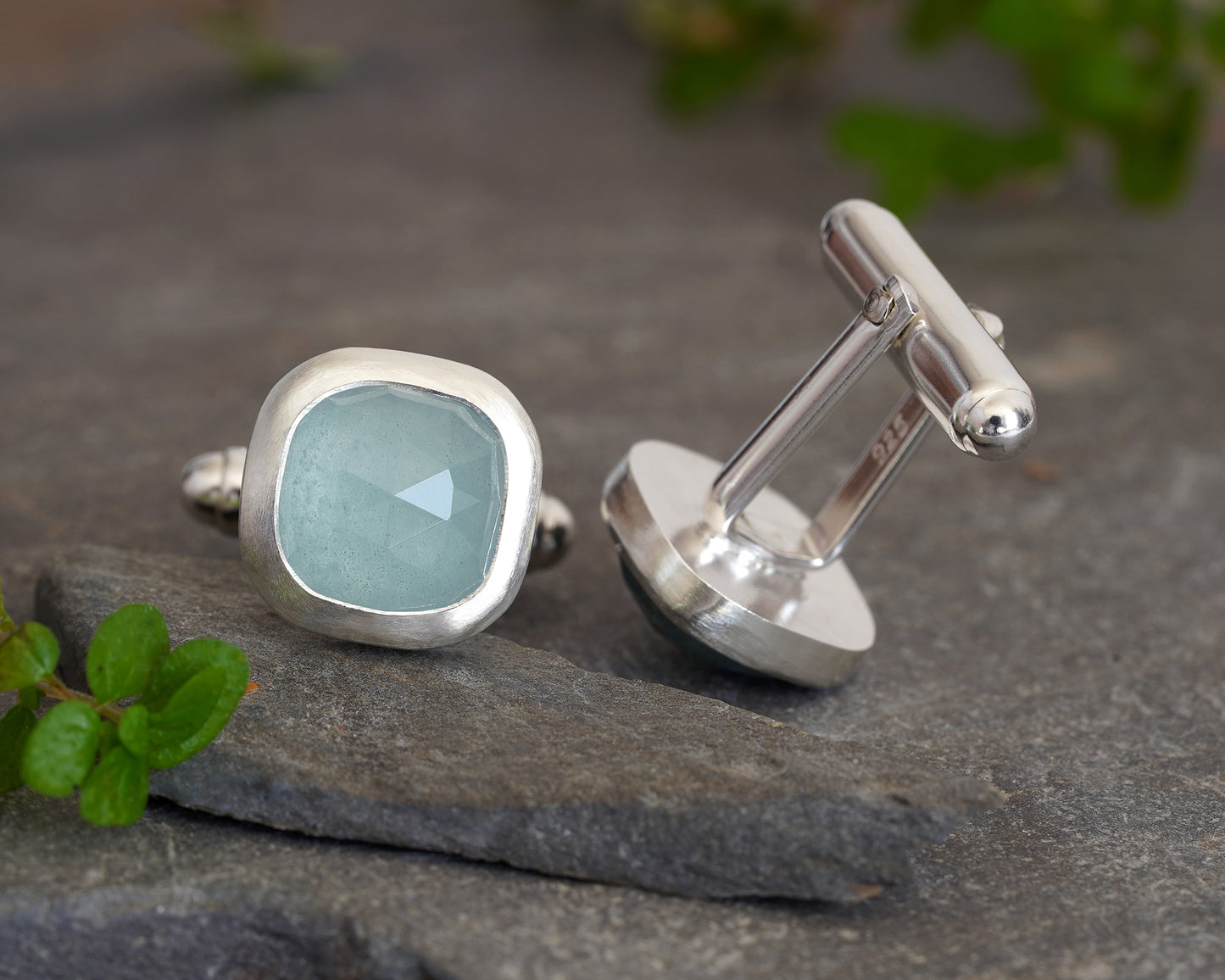 8.8ct Aquamarine Cufflinks in Solid Sterling Silver