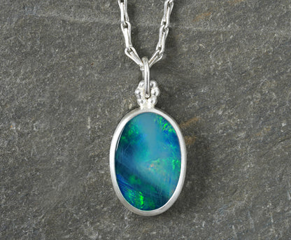 1.65ct Australian Opal Doublet Necklace in Sterling Silver