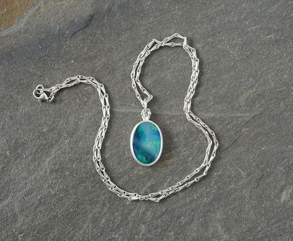 1.65ct Australian Opal Doublet Necklace in Sterling Silver