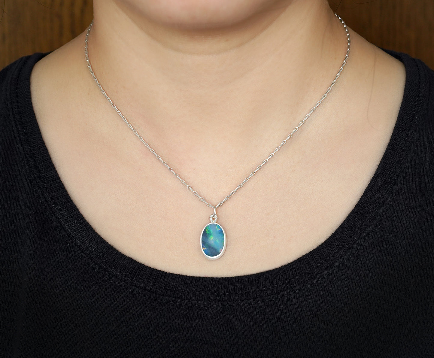 1.65ct Australian Opal Doublet Necklace in Sterling Silver