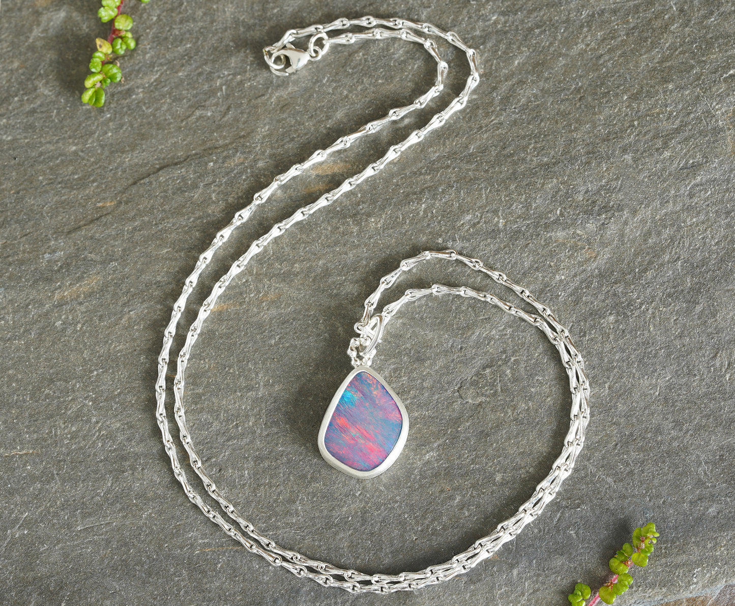 2.85ct Australian Opal Doublet Necklace in Sterling Silver