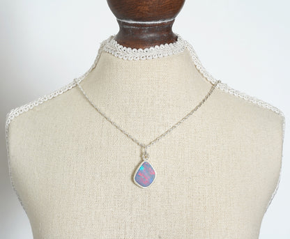2.85ct Australian Opal Doublet Necklace in Sterling Silver