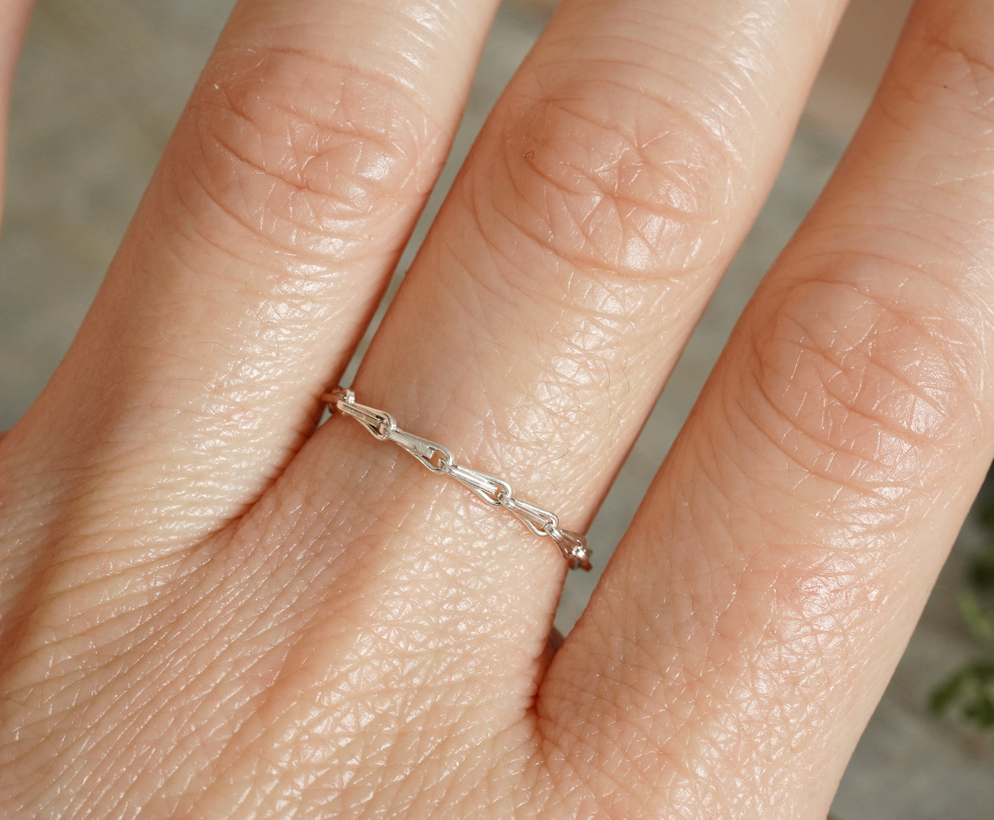 Barleycorn Chain Ring in Sterling Silver