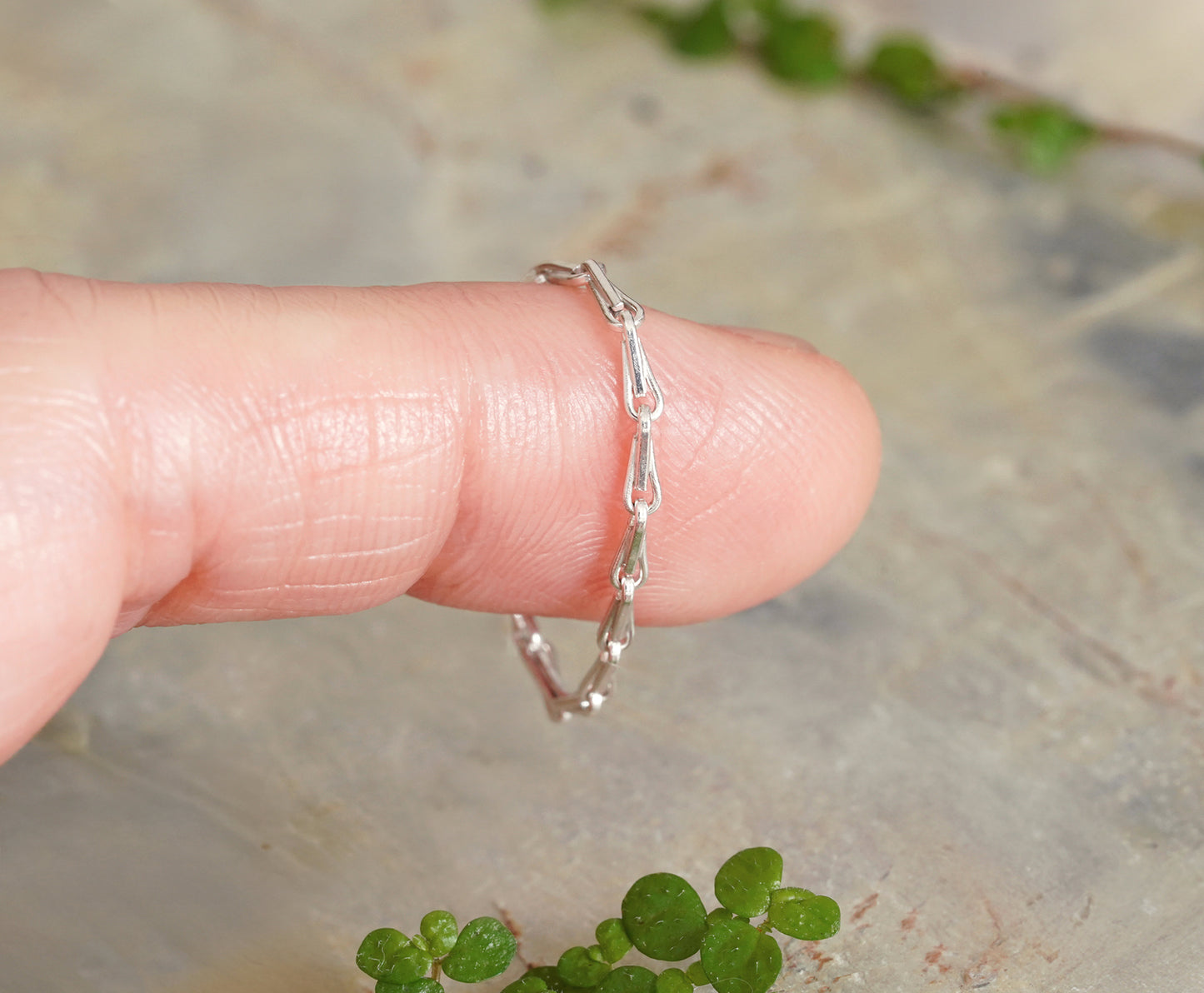 Barleycorn Chain Ring in Sterling Silver