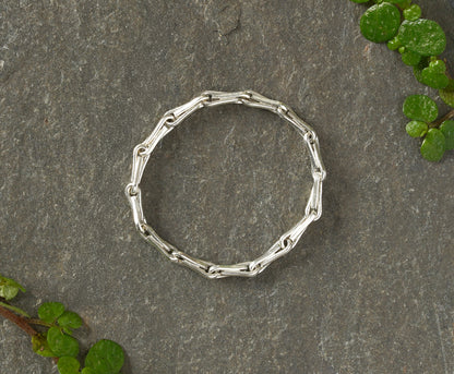 Barleycorn Chain Ring in Sterling Silver