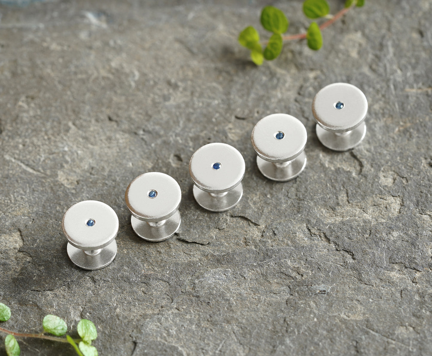 Blue Sapphire Tuxedo Shirt Studs in Solid Sterling Silver