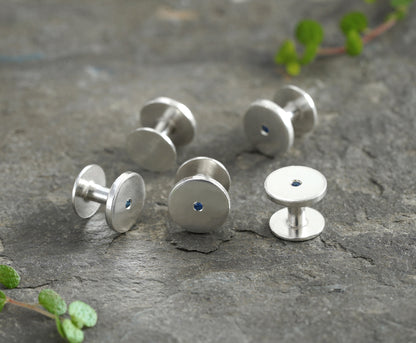 Blue Sapphire Tuxedo Shirt Studs in Solid Sterling Silver