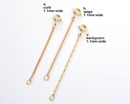 Solid 18ct Yellow Gold Chain Extender, 2", 3" & 4".