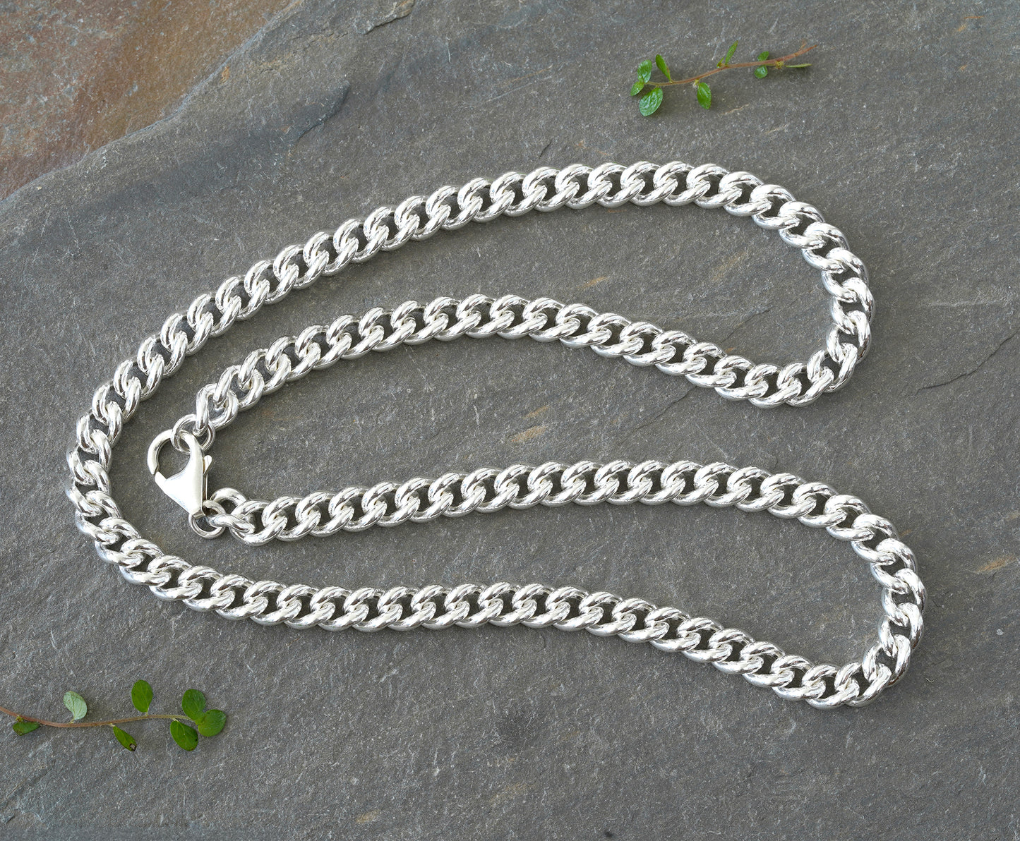 7.5mm Curb Chain in Solid Sterling Silver