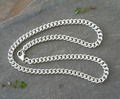 7.5mm Curb Chain in Solid Sterling Silver