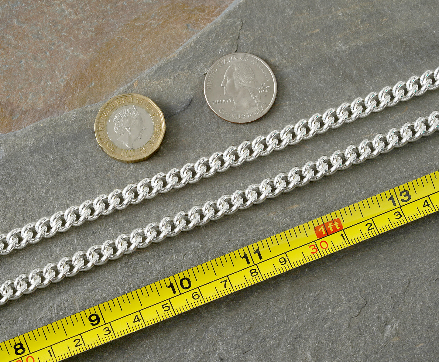 7.5mm Curb Chain in Solid Sterling Silver