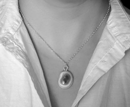 14ct Eye Agate Necklace in Sterling Silver, One-Of-A-Kind Agate Necklace