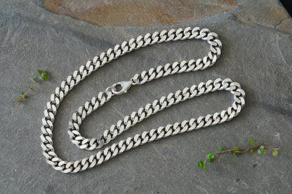 Diamond Cut Curb Chain Necklace in Solid Sterling Silver 20 Inches Long