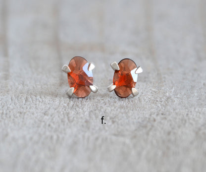 Rose Cut Garnet Stud Earrings, Garnet Ear Posts
