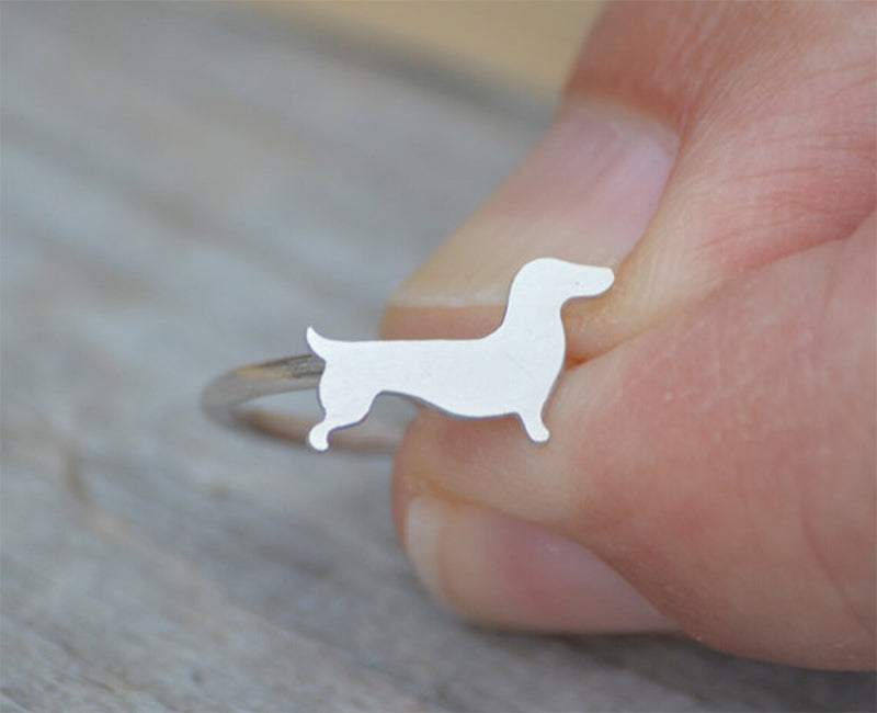 Dachshund Ring in Sterling Silver, Silver Sausage Dog Ring