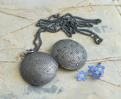 Black Diamond Locket Necklace, Diamond Photo Locket Necklace in Black Silver, Secret Locket Box in Black Silver