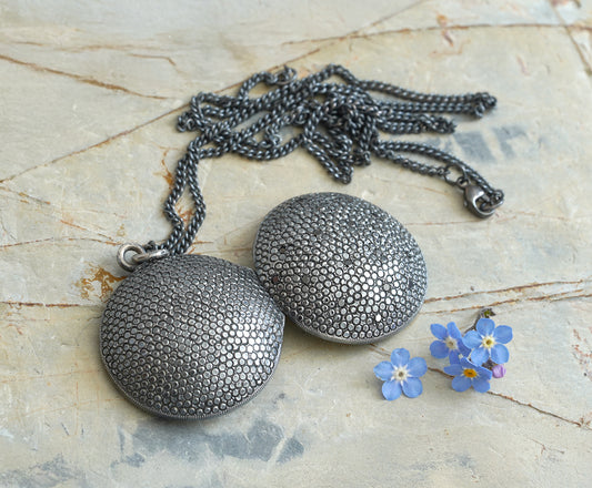 Black Diamond Locket Necklace, Diamond Photo Locket Necklace in Black Silver, Secret Locket Box in Black Silver