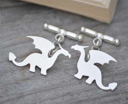 Dragon Cufflinks In Sterling Silver, Personalized Dragon Cufflink