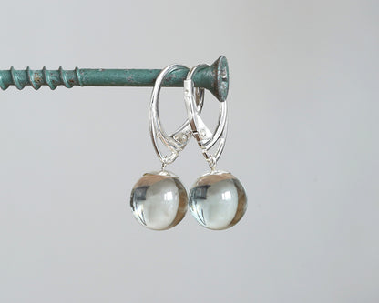 Glass Ball Dangle Earrings in Sterling Silver