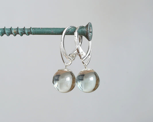 Glass Ball Dangle Earrings in Sterling Silver