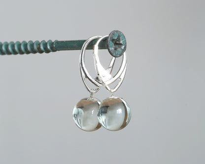 Glass Ball Dangle Earrings in Sterling Silver