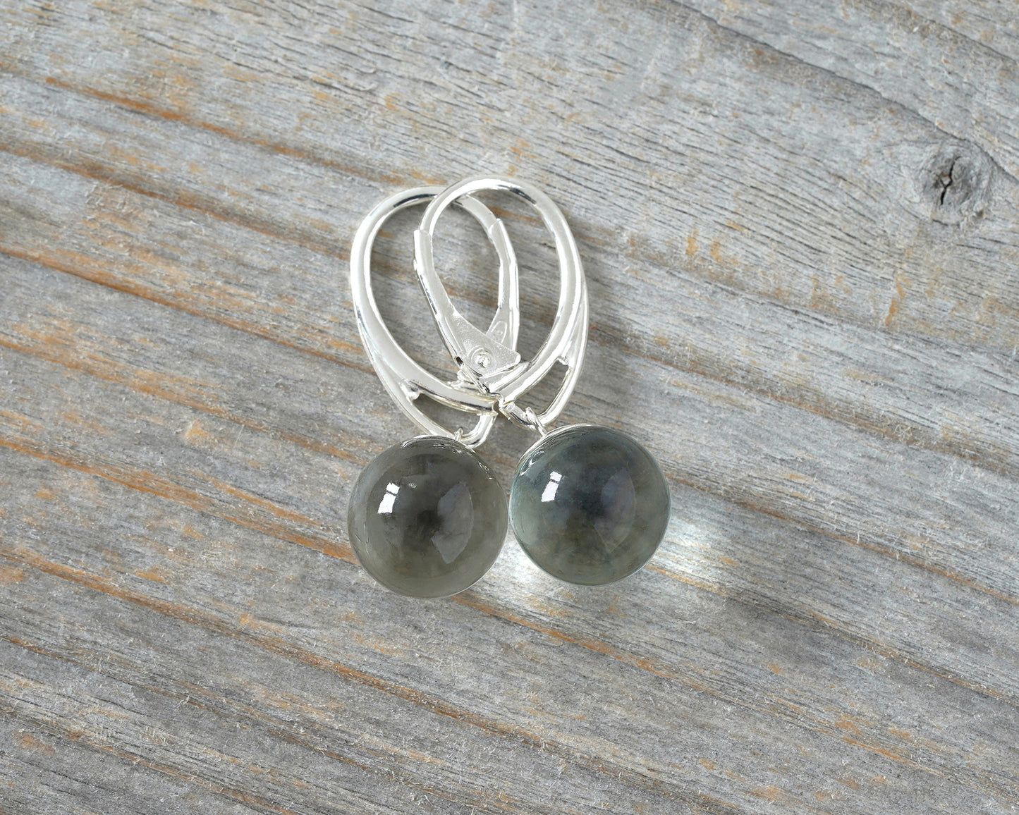 Glass Ball Dangle Earrings in Sterling Silver