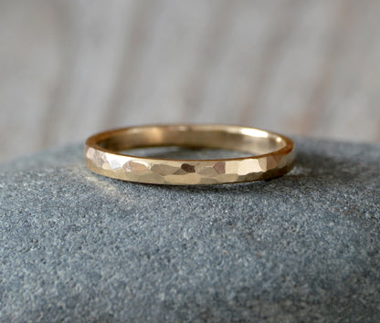2mm Wedding Band, 6mm Wedding Ring, Hammered Effect Wedding Band, Made To Order.