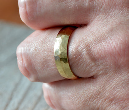 2mm Wedding Band, 6mm Wedding Ring, 9ct Yellow Gold Hammered Effect Wedding Band, Made To Order.