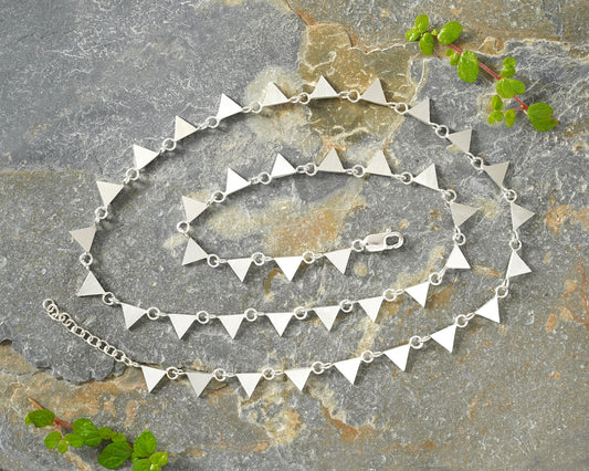 Handmade Triangle Necklace in Argentium Silver