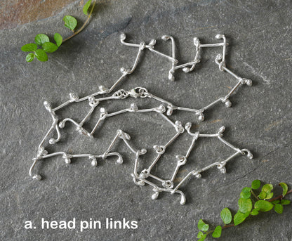 Twisted Link Necklace, Scroll Link Necklace, Head Pin Link Necklace in Sterling Silver